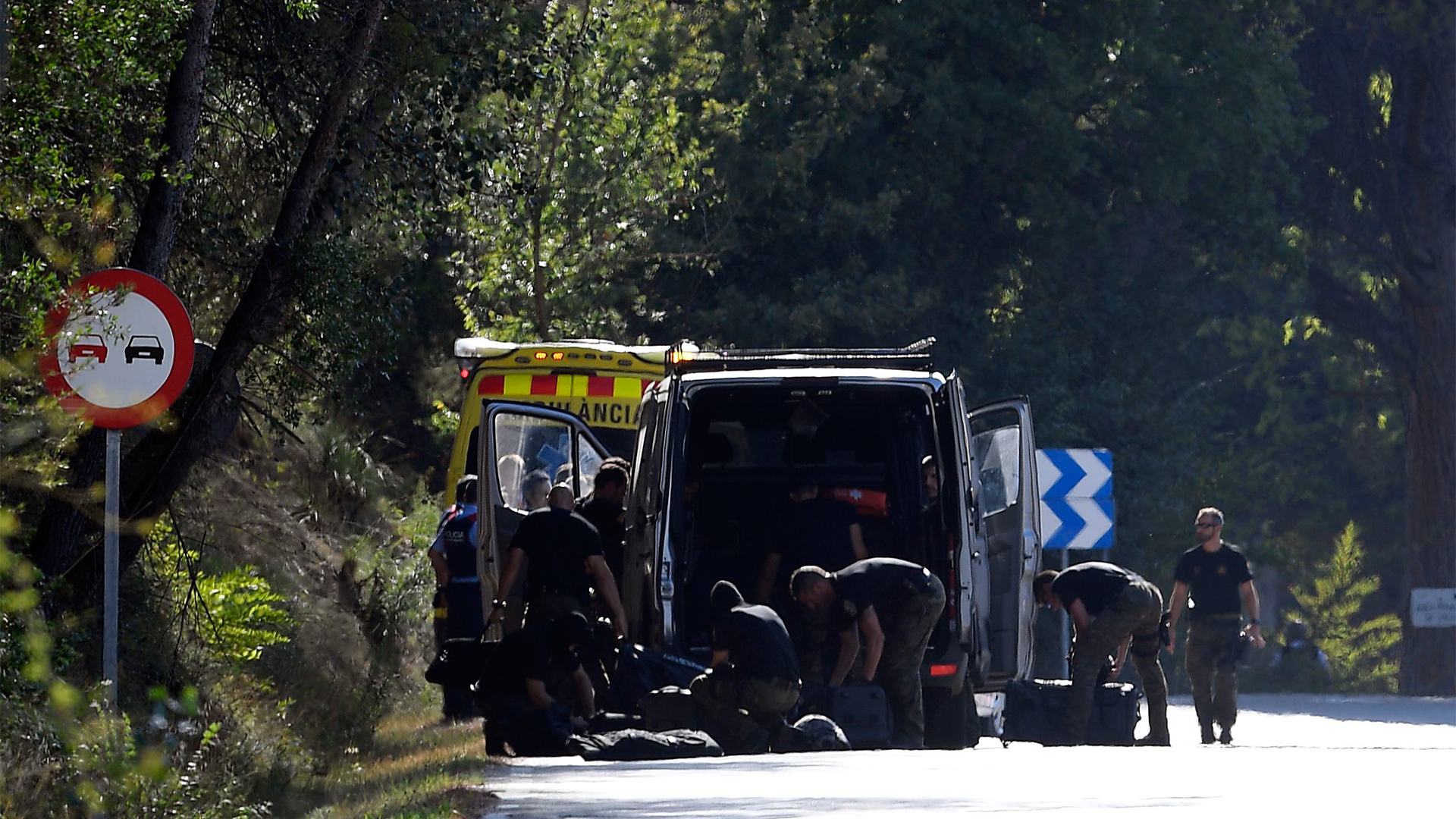 Polizei- und ein Krankenwagen stehen auf einer Straße | Bildquelle: AFP