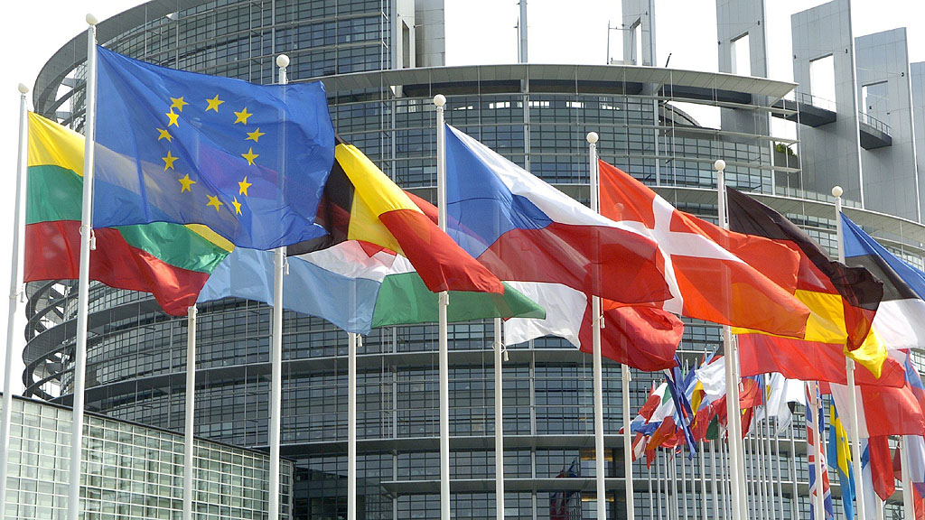 Flaggen vor dem Europaparlament in Straßburg (Foto: dpa)