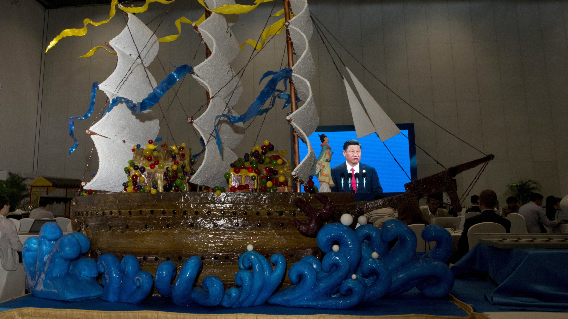 Chinas Präsident Xi Jinping bei seiner Eröffnungsrede zur Gipfelkonferenz zur "Neuen Seidenstraße". | dpa