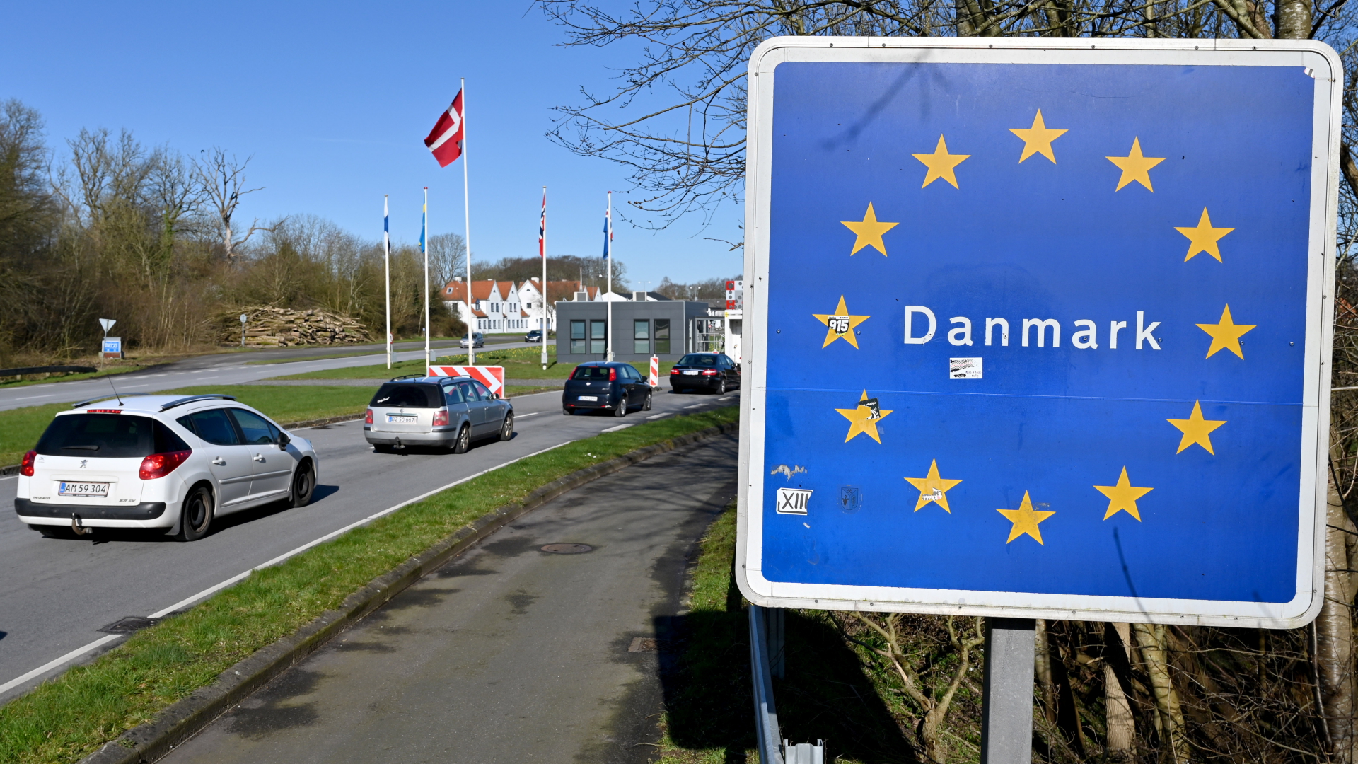 Dänemark-Schild an der deutsch-dänischen Landesgrenze. | dpa