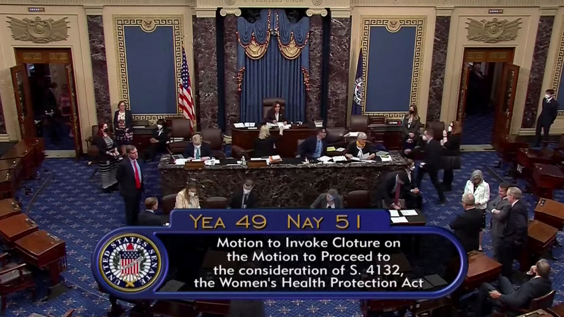 Das Ergebnis der Abstimmung zum Abtreibungsgesetz im US-Senat. | US Senate TV via REUTERS