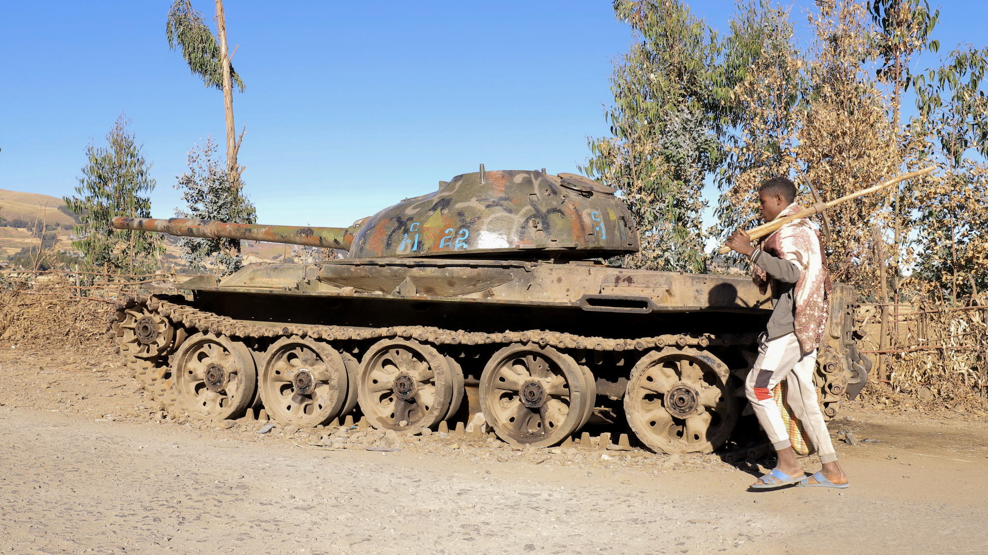 Ein zerstörter Panzer in der Region Amhara (Äthiopien) | REUTERS