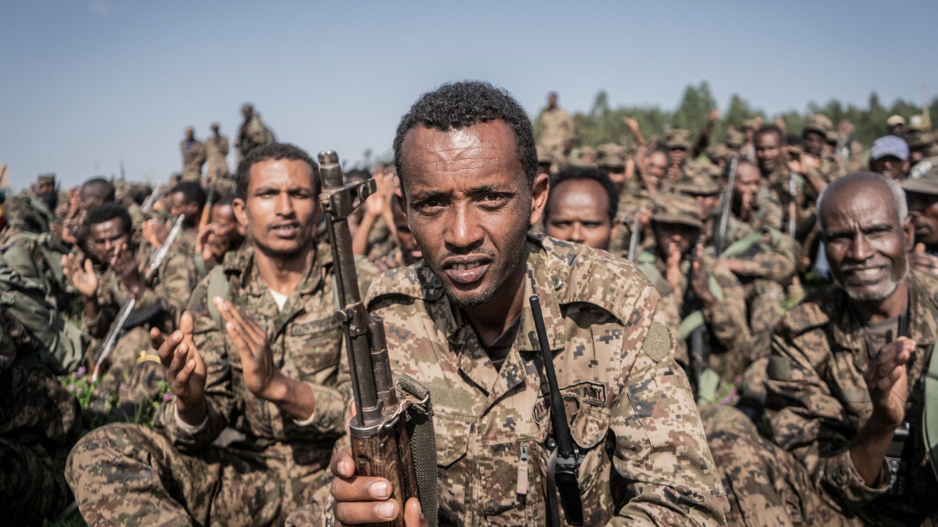 Kämpfer der äthiopischen Armee bei einer Übung in Dabat. | AFP