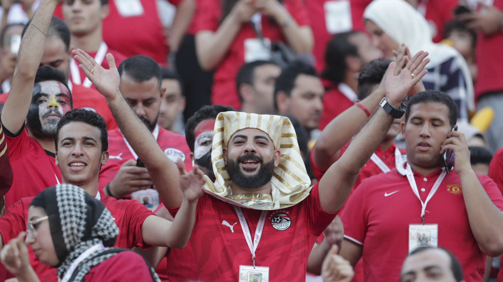 Ägyptische Fußballfans beim Auftakt des Afrika-Cups | AP