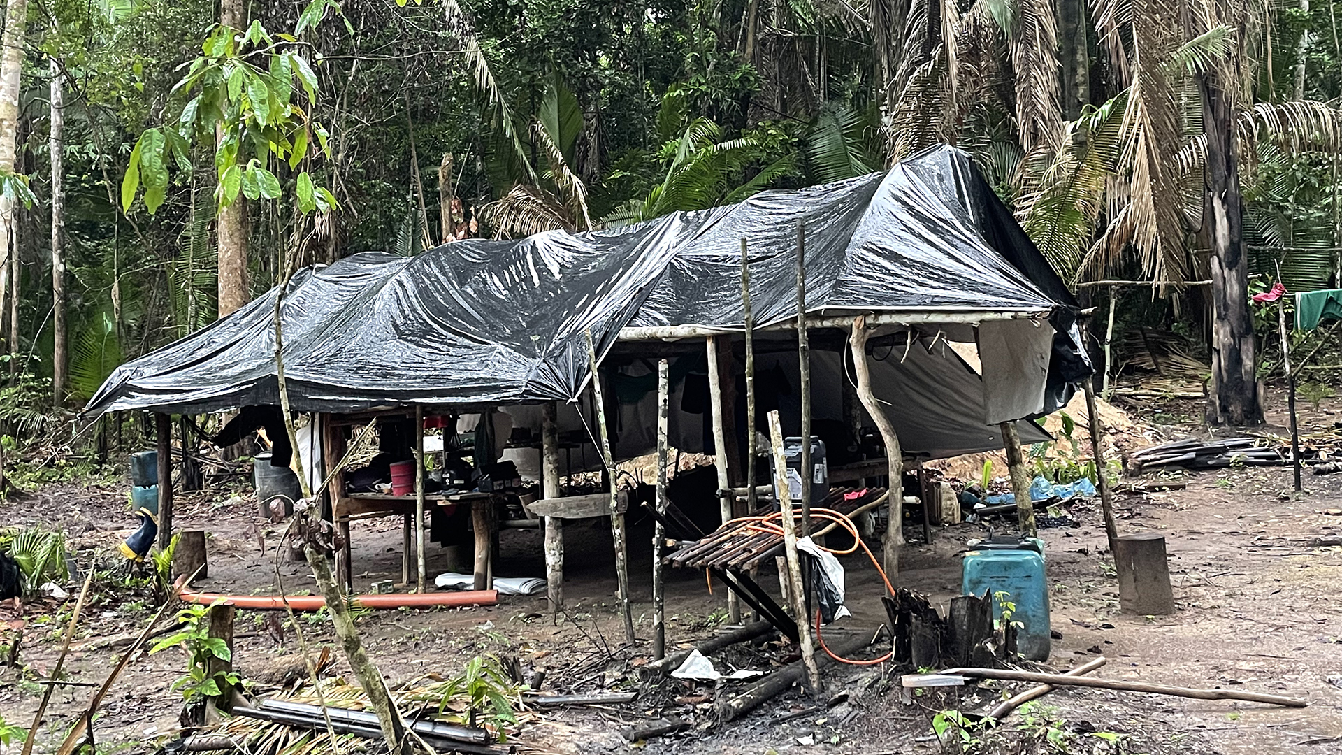 Eine Hütte mit einem Dach aus Planen steht im Amazonas. | ARD-Studio Rio