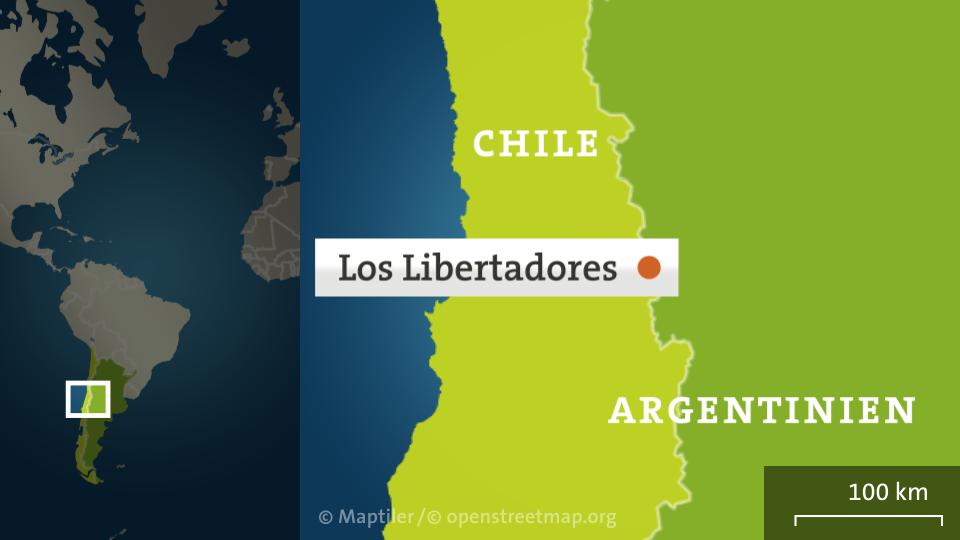 Karte: Argentinien und Chile mit dem Grenzübergang Los Libertadores.