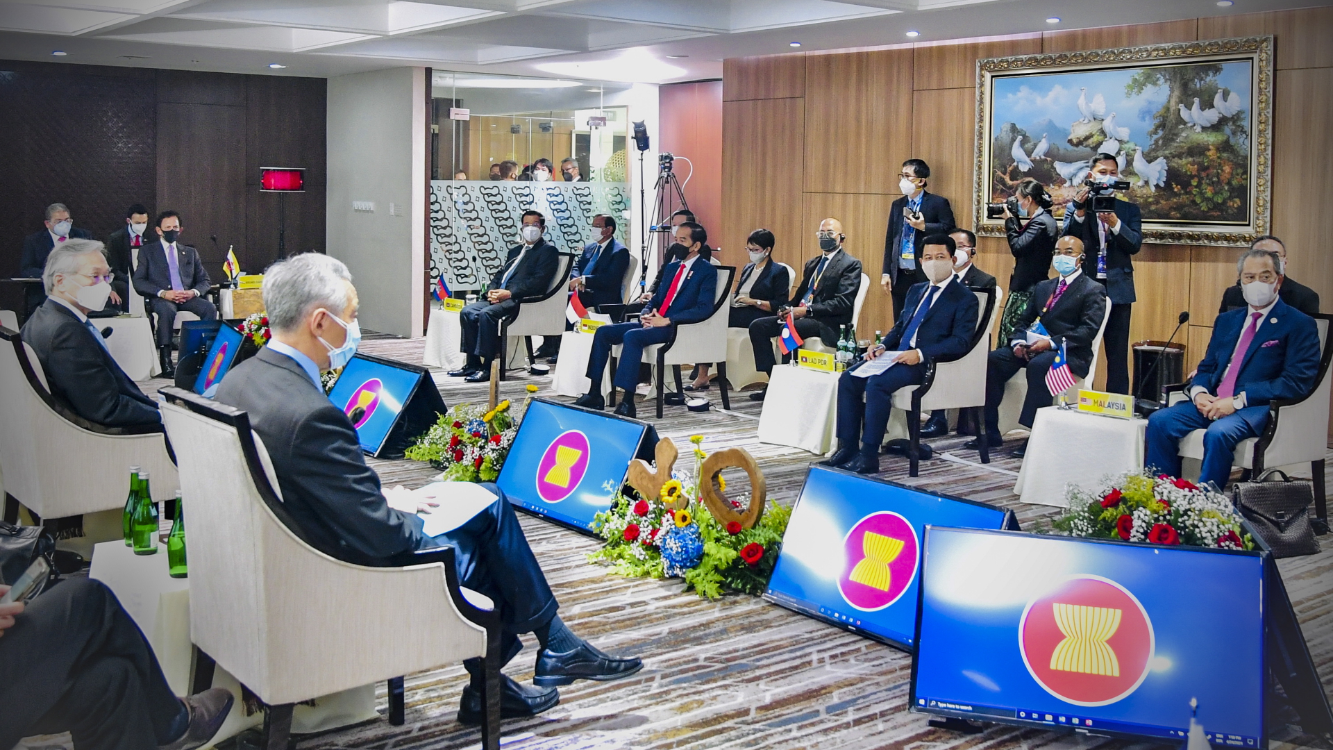 Treffen von Vertretern der Asean-Staaten auf einem Sondergipfel zu Myanmar. | EPA