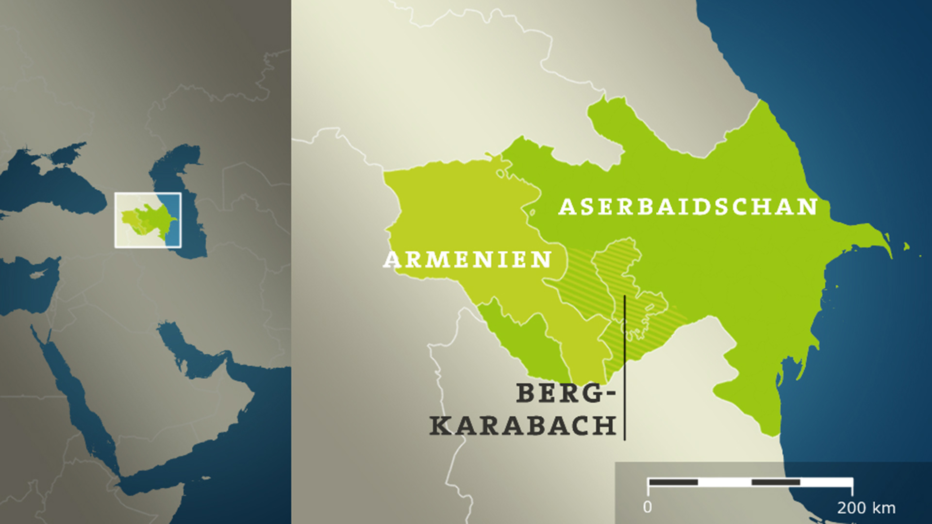 Karte: Aserbaidschan, Bergkarabach, Armenien | 