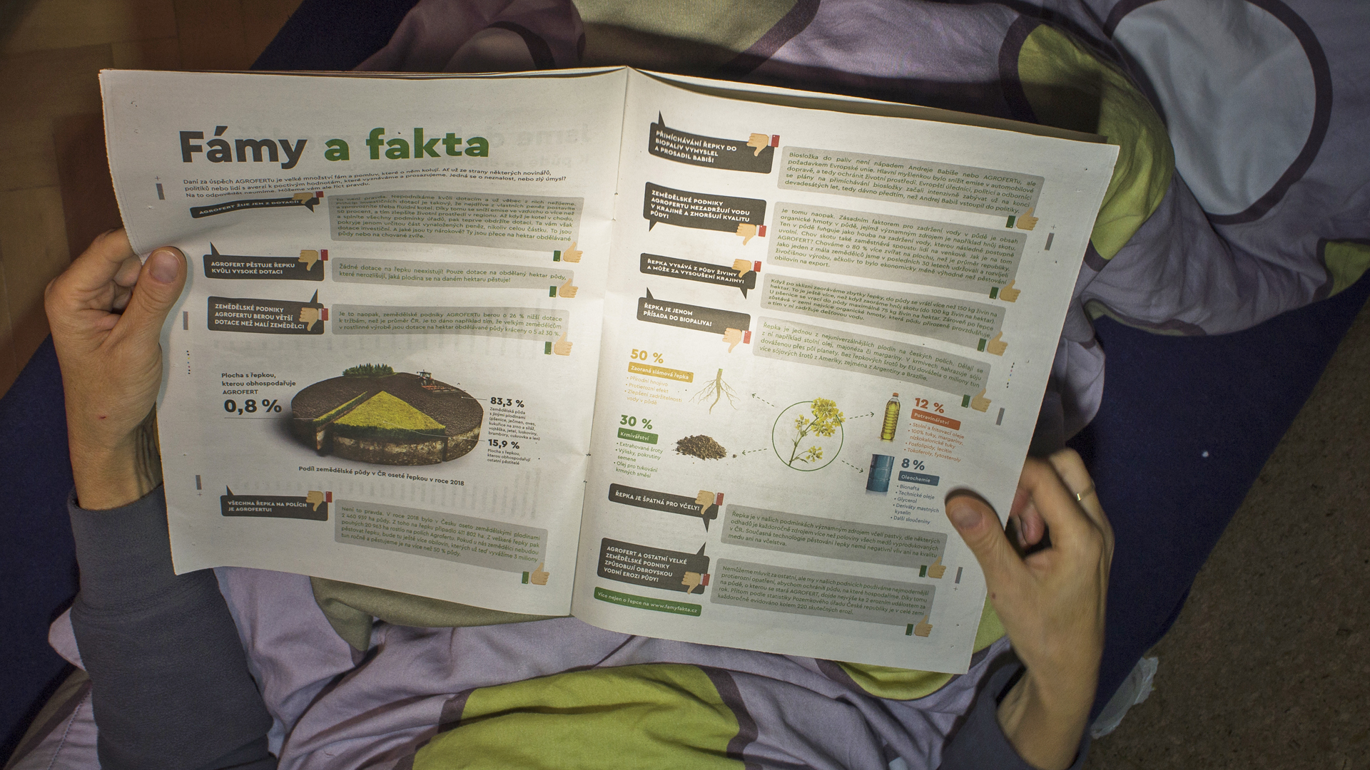 Hände blättern in einer PR-Broschüre, die der Zeitung "Mlada fronta Dnes" beiliegt. | picture alliance/dpa/CTK