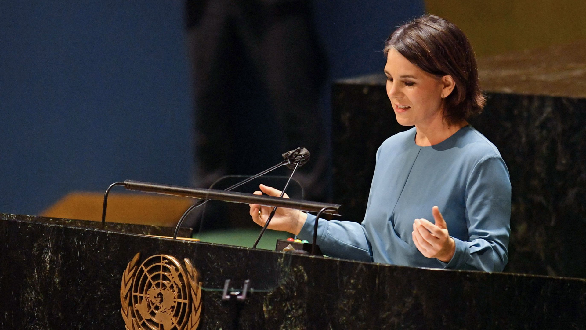 Annalena Baerbock vor der UN-Generalversammlung | AFP