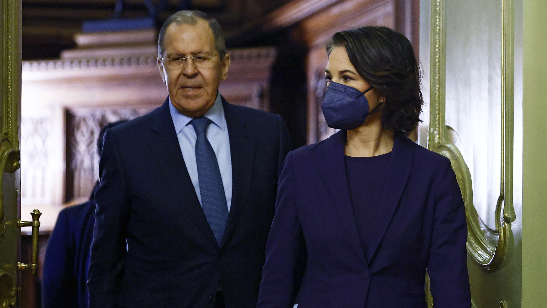 Der russische Außenminister Sergej Lawrow und seine Amtskollegin Annalena Baerbock bei einem Treffen in Moskau.
