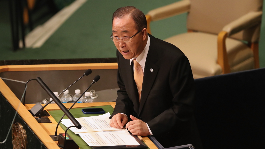 UN-Generalsekretär Ban Ki Moon spricht auf der Generalversammlung | AFP