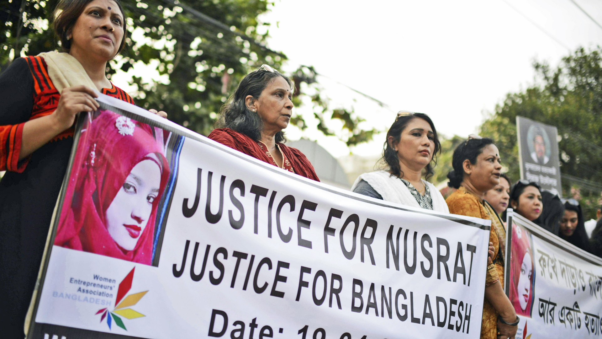 Demonstrantinnen fordern im April 2019 in Dhaka Gerechtigkeit im Fall von Nusrat Jahan Rafi. | AP