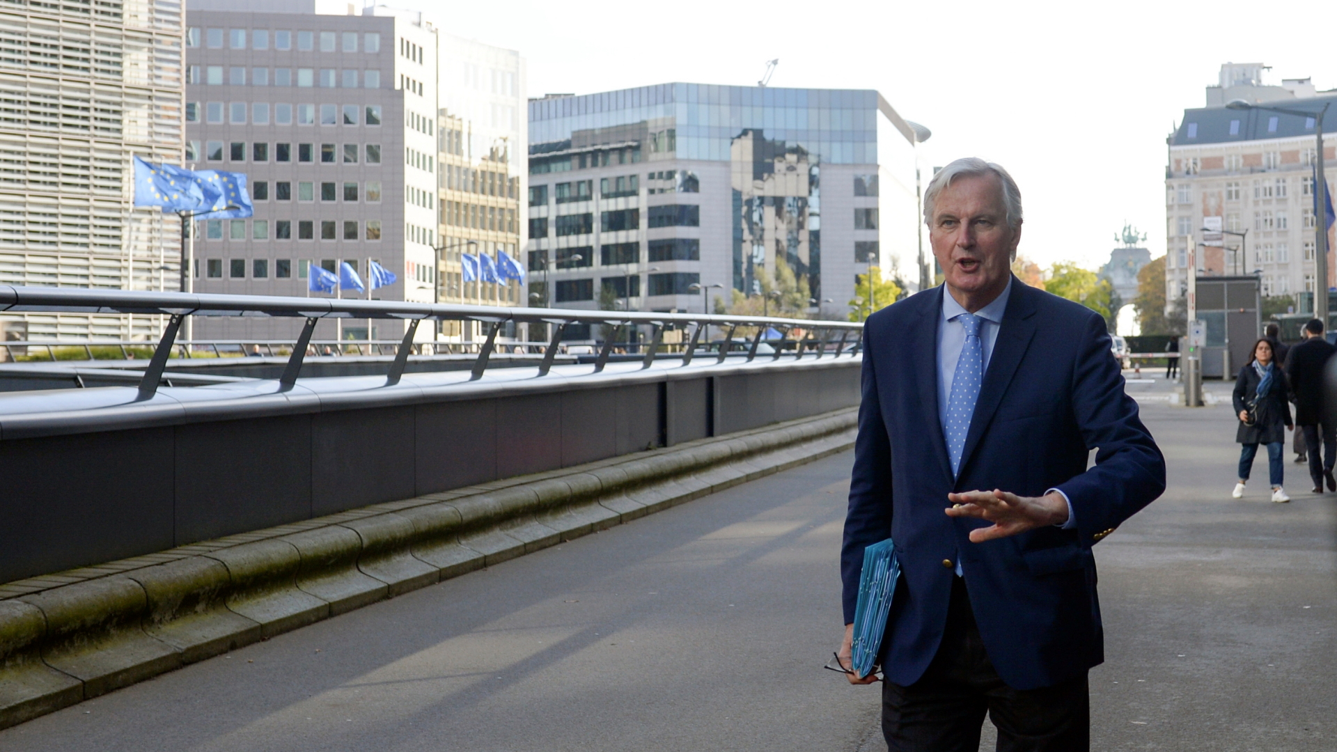 Der Brexit-Unterhändler der EU, Michel Barnier, nach dem Treffen in Brüssel. | REUTERS
