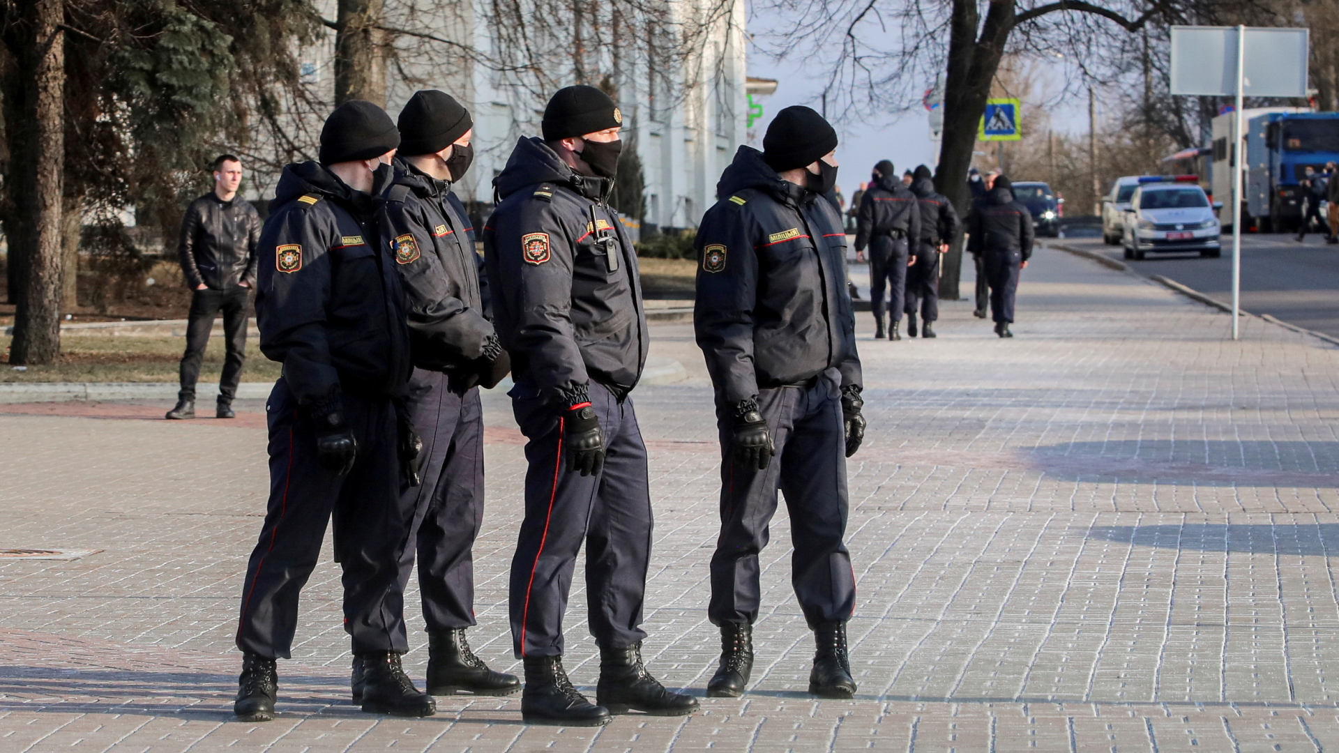 Sicherheitskräfte in Minsk, der Hauptstadt von Belarus.