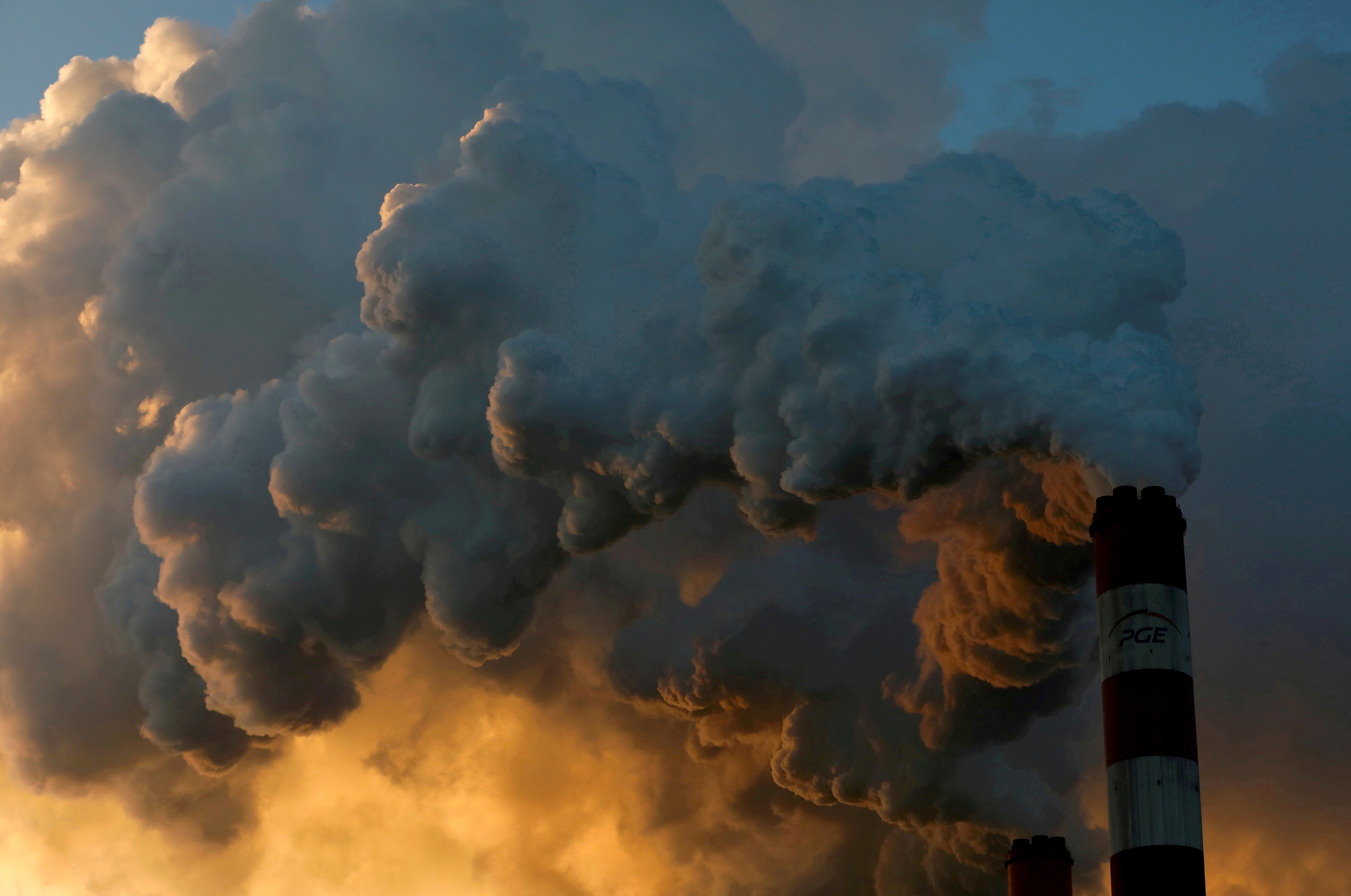 Dichter Rauch steigt aus eines Schornstein des Kohlerkraftwerks in Belchatow auf | REUTERS