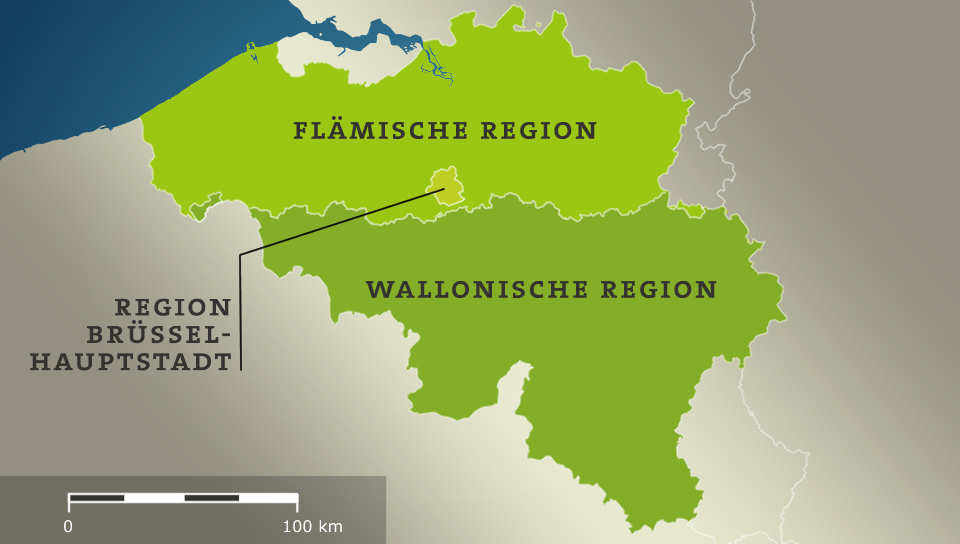 Karte: Regionen in Belgien