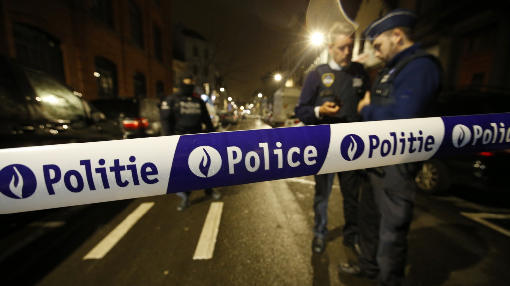 Belgische Polizeiabsperrung