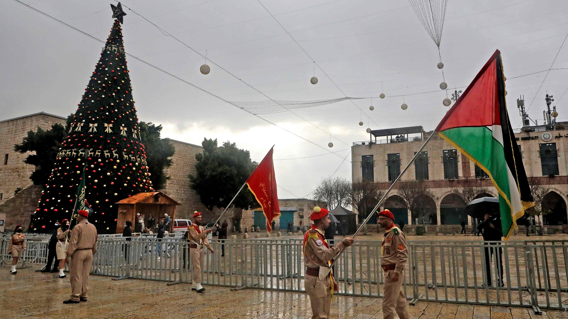Stille Nacht vor der Geburtskirche in Bethlehem. | AFP
