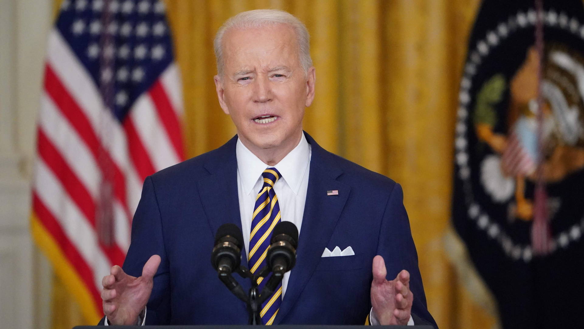US-Präsident Joe Biden spricht auf einer Pressekonferenz. | AFP