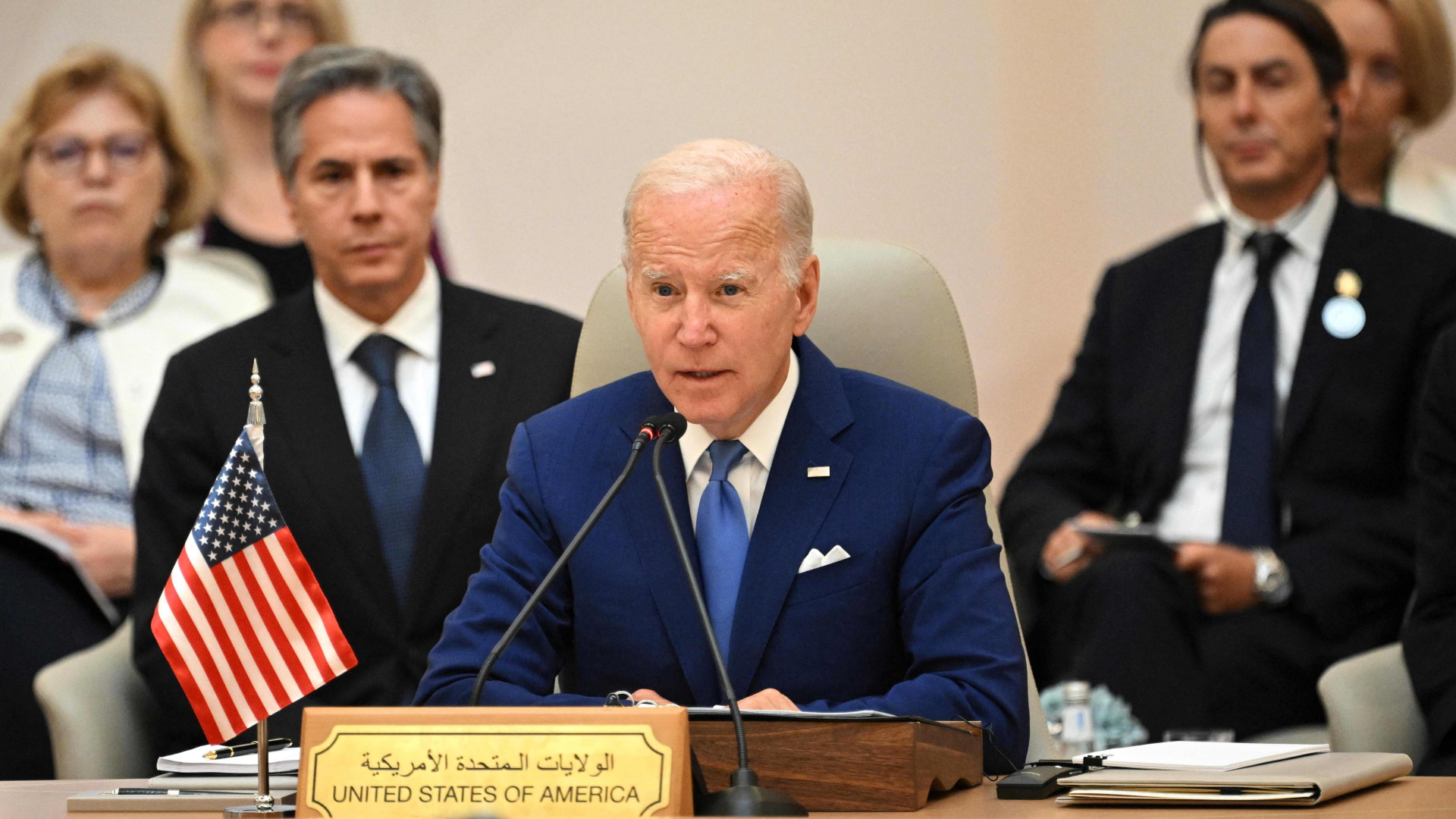 Joe Biden spricht auf einer Pressekonferenz | AFP