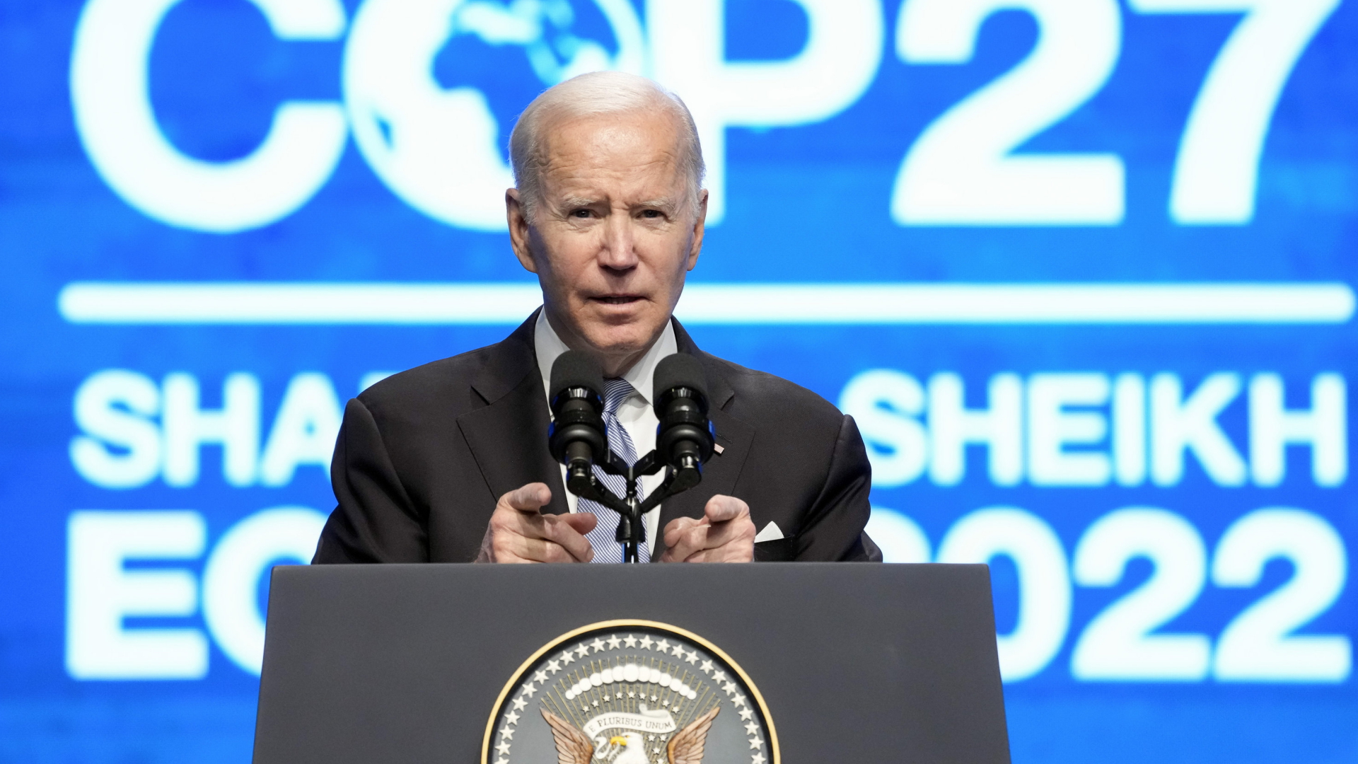 US-Präsident Joe Biden redet bei der Klimakonferenz | AP