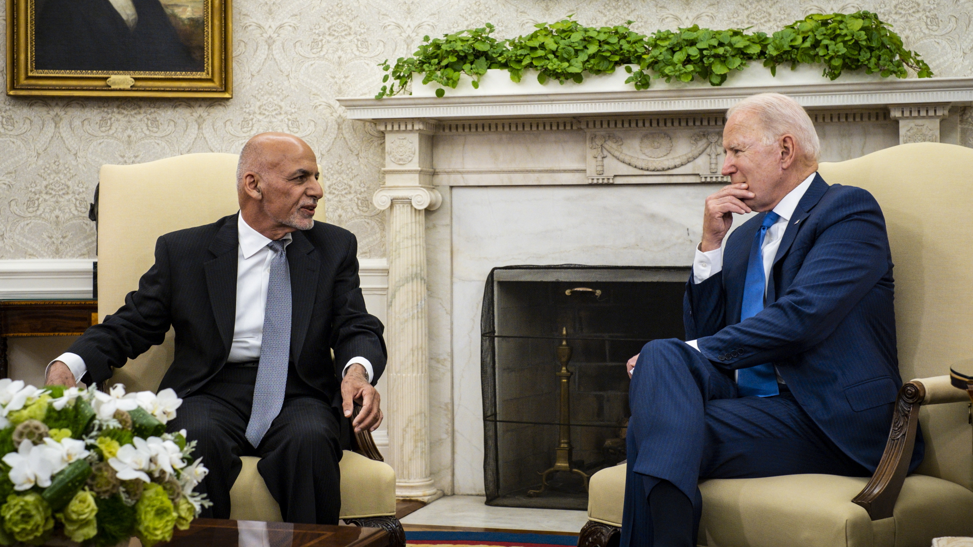 US-Präsident Biden und der afghanische Präsident Ghani im Weißen Haus in Washington.  | EPA