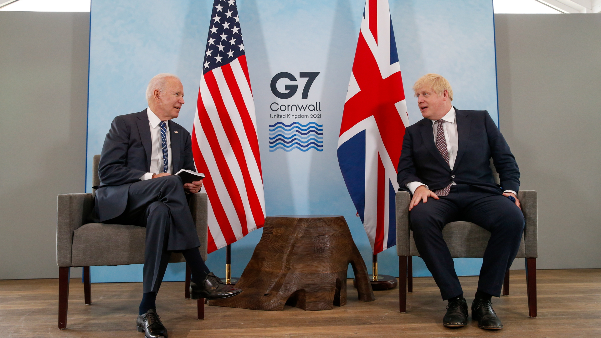 US-Präsident Joe Biden und der britische Premier Boris Johnson bei ihrem Treffen in Cornwall. | EPA