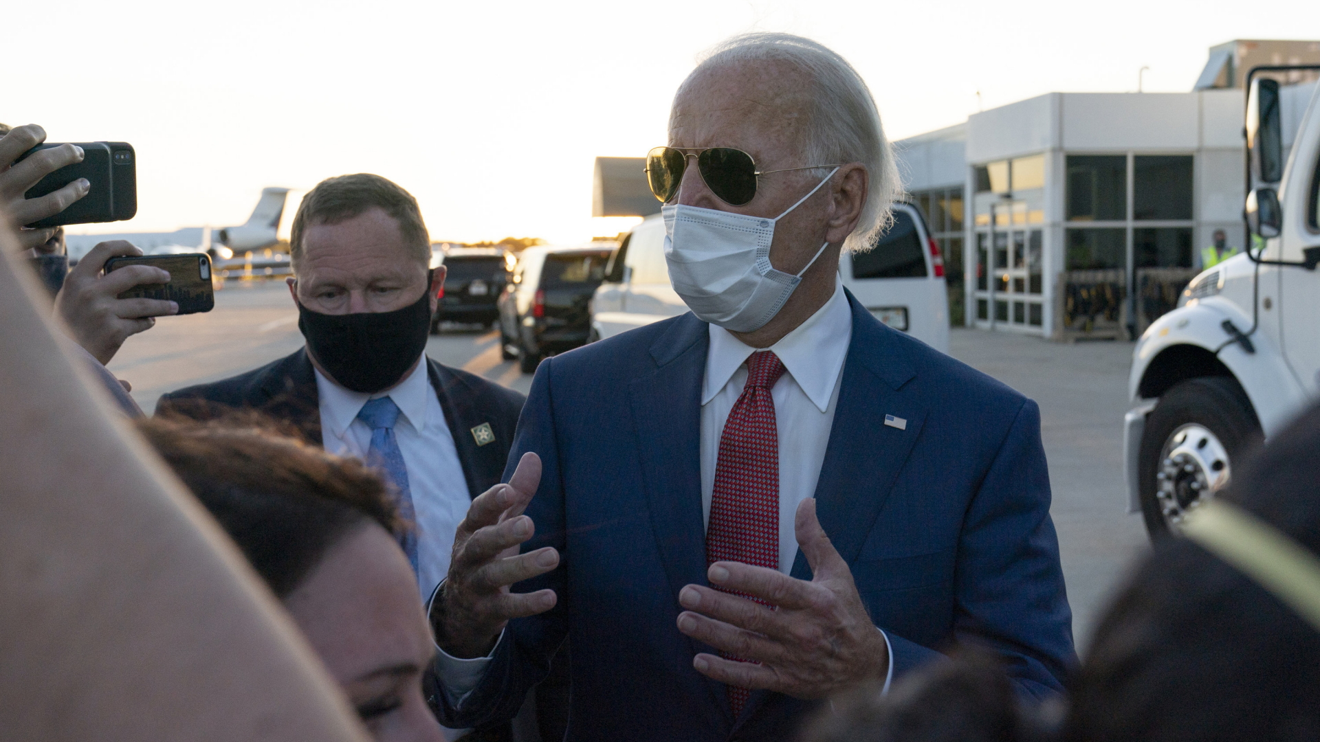 Der demokratische US-Präsidentschaftskandidat Biden bei seiner Reise nach Kenosha. | AP