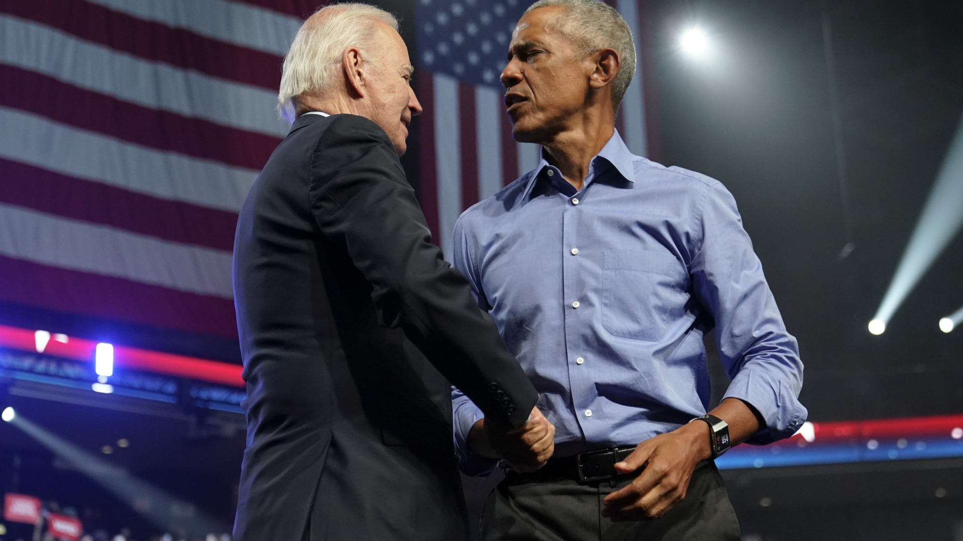 Joe Biden und Barack Obama bei einem Wahlkampfauftritt in Philadelphia | AP