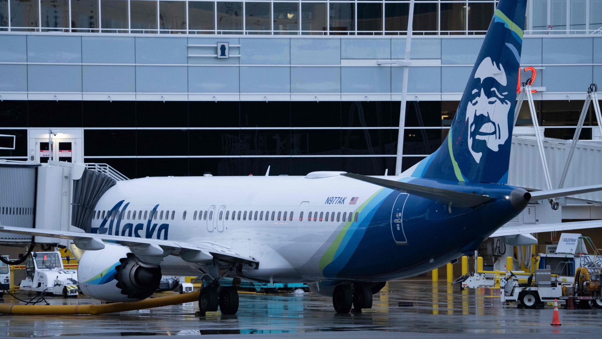 Eine Boeing 737-9 Max der Alaska Airlines 