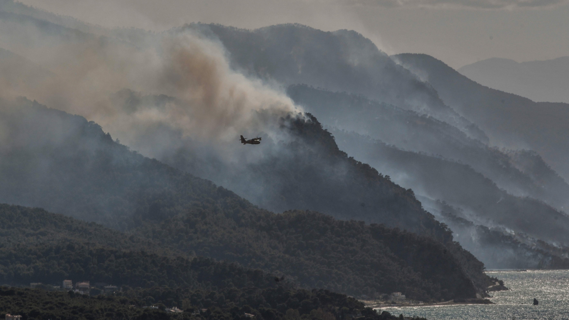 Löschflugzeuge im Einsatz gegen einen Großbrand nahe Athen | AFP
