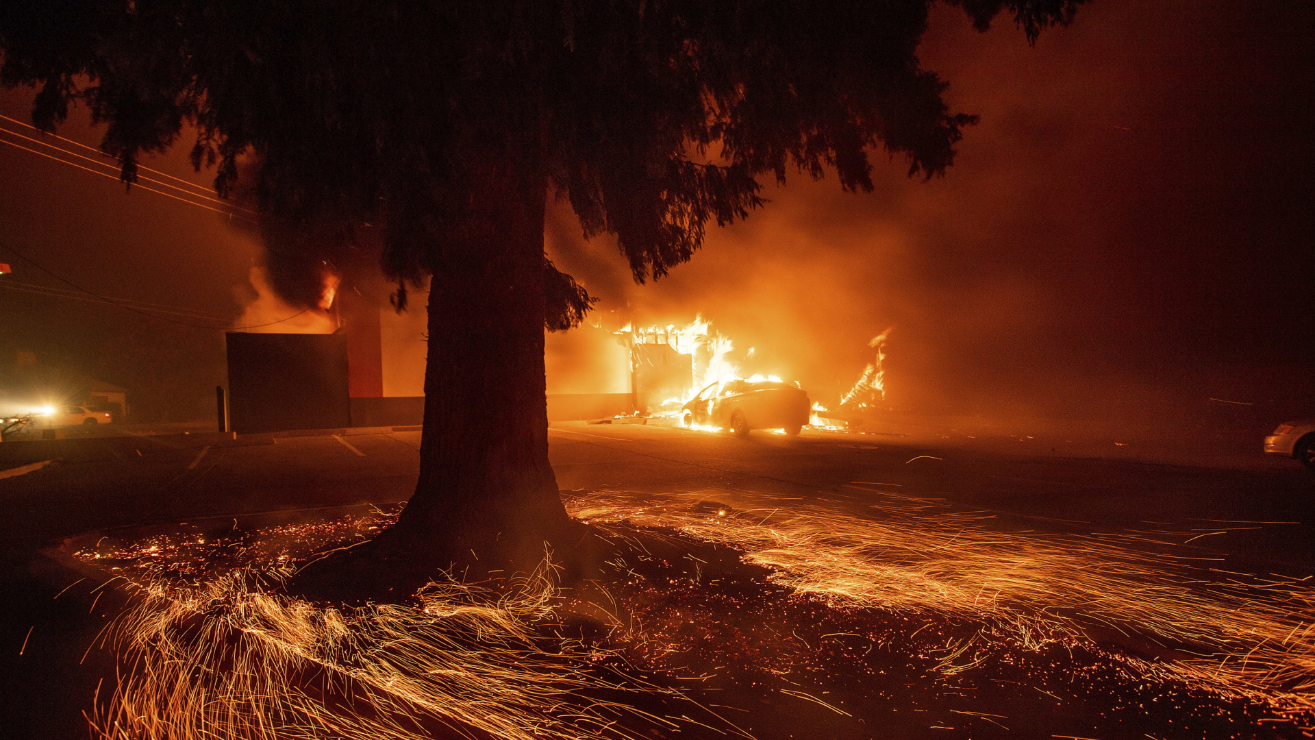 Ein Auto verbrennt in den Flammen. | Bildquelle: AP