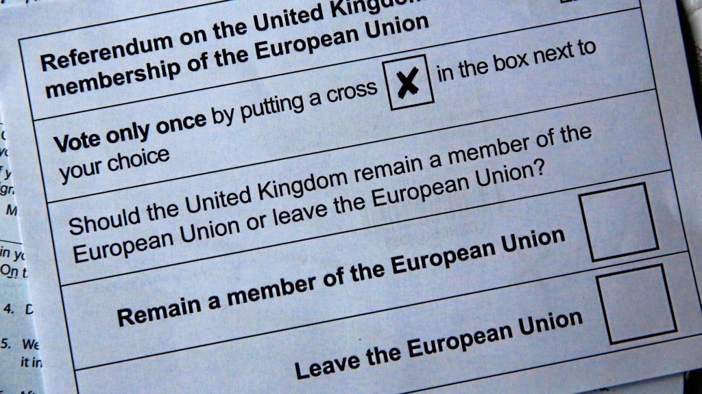 Stimmzettel für den Volksentscheid über den Verbleib Großbritanniens in der EU