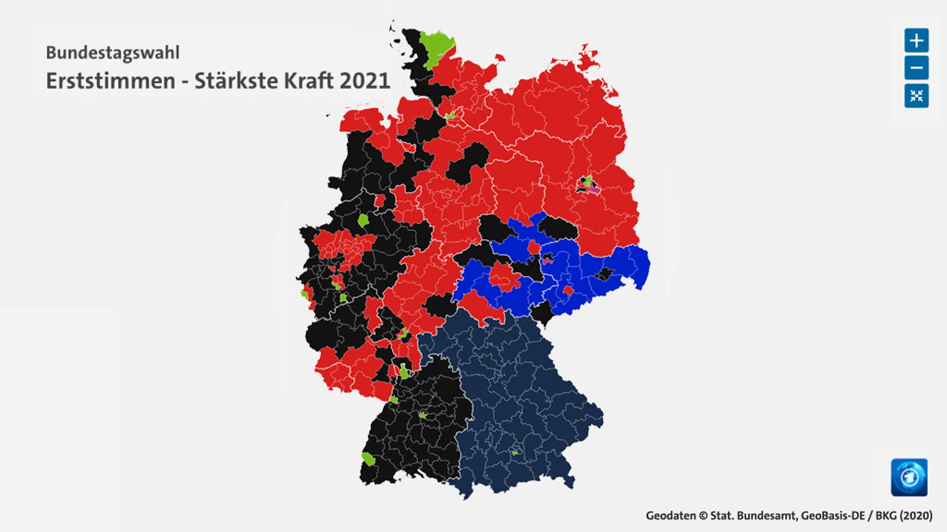 Interaktive Grafik: Ergebnisse der Wahlkreise Bundestagswahl