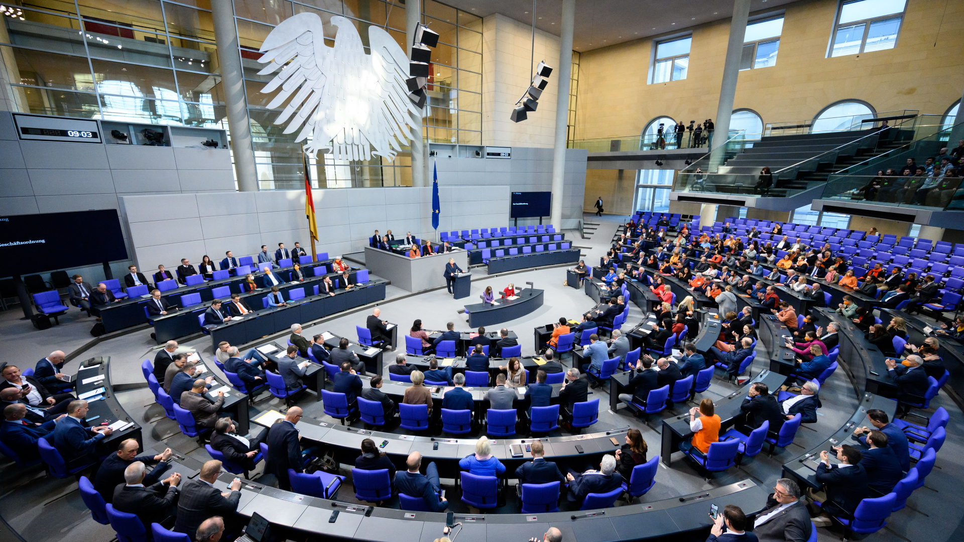 Blick in den Plenarsaal des Bundestages