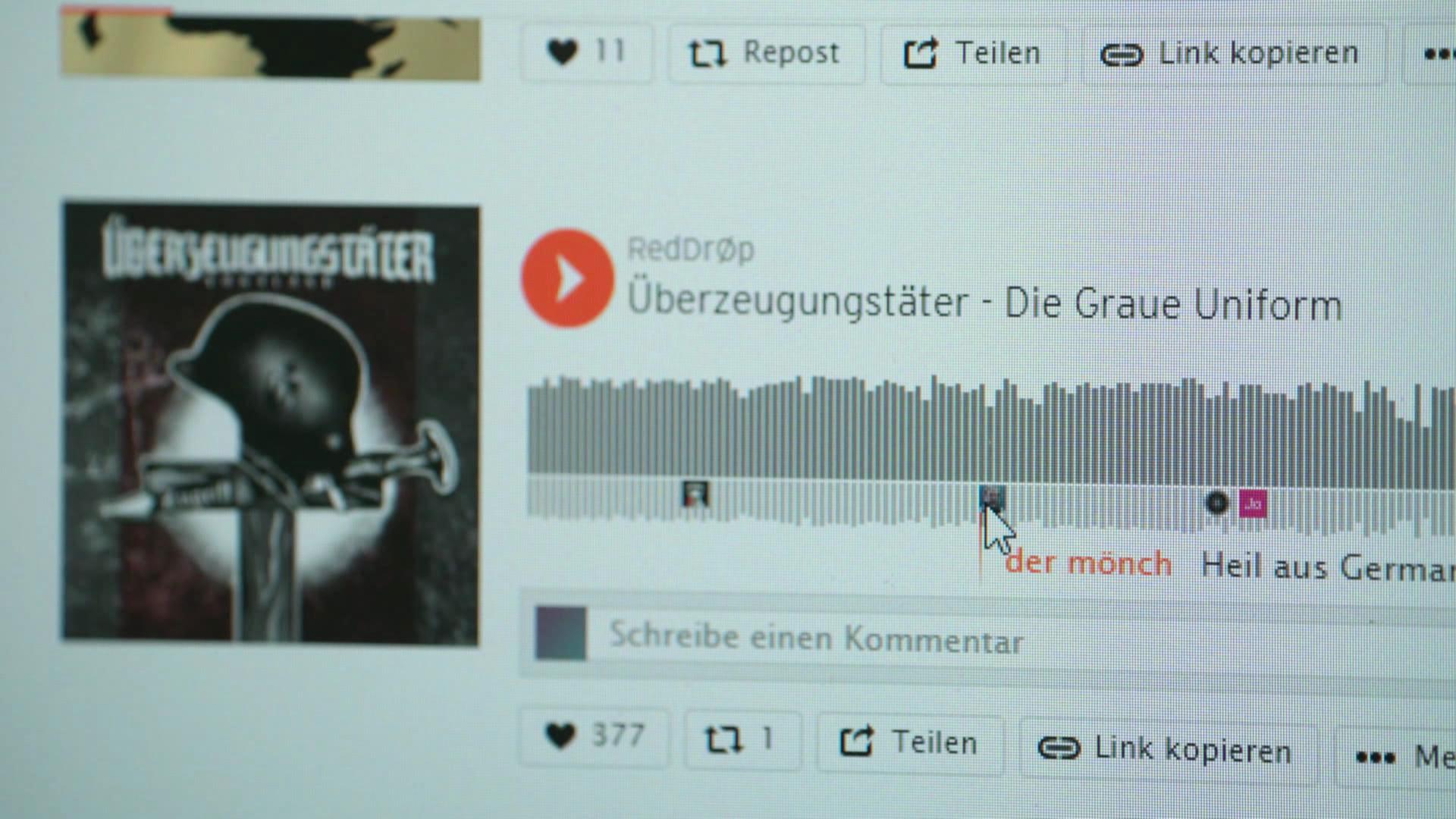 Screenshot der Online-Musikplattform Soundcloud rechtsextremistischen Titeln | NDR