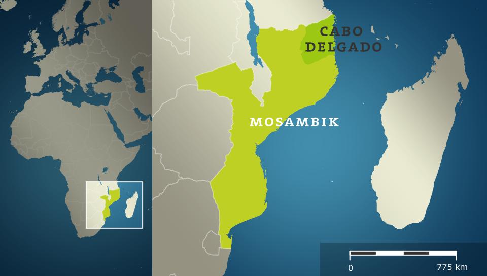 Karte der Nord-Provinz Cabo Delgado, Mosambik
