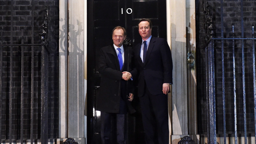 Großbritanniens Premierminister David Cameron und EU-Ratspräsident Donald Tusk | null