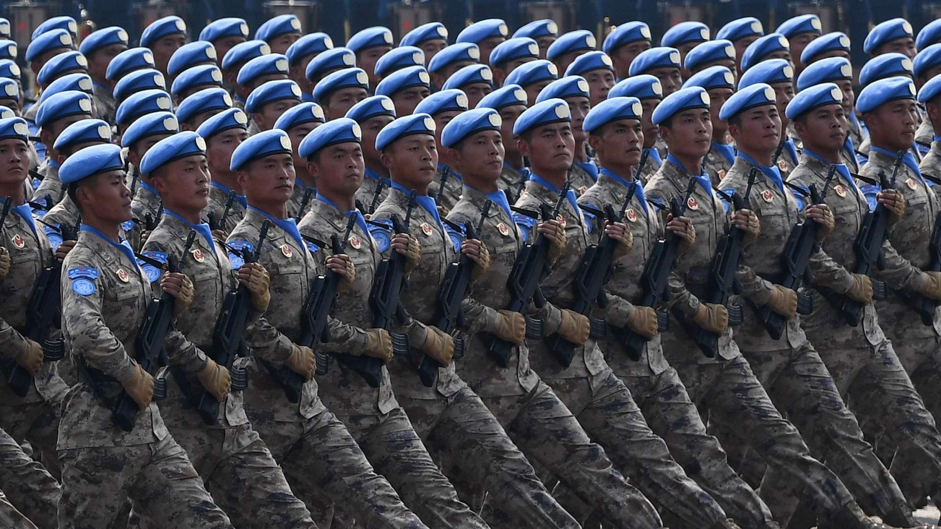 Soldaten der chinesischen Armee bei einer Parade am 70. Jahrestag der Gründung der Volksrepublik | AFP
