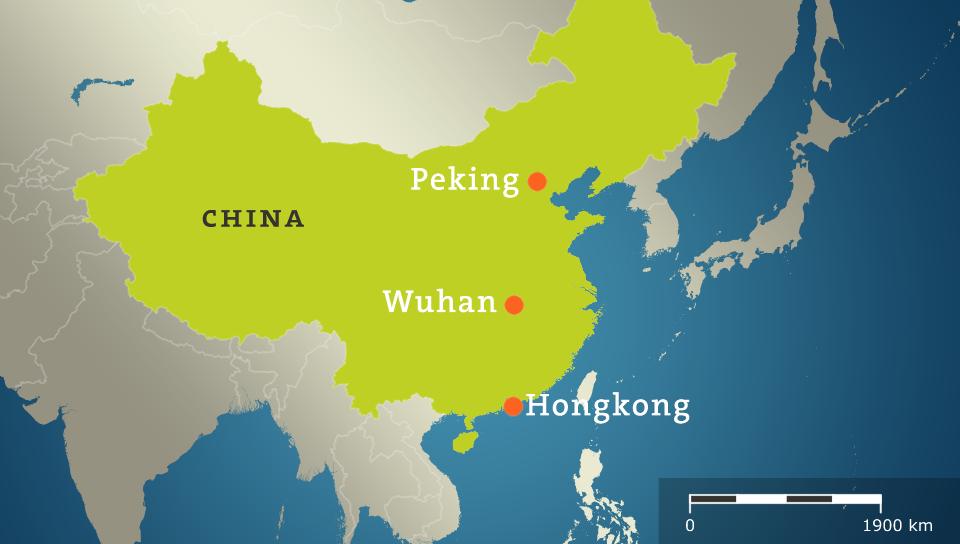 Karte China mit Wuhan