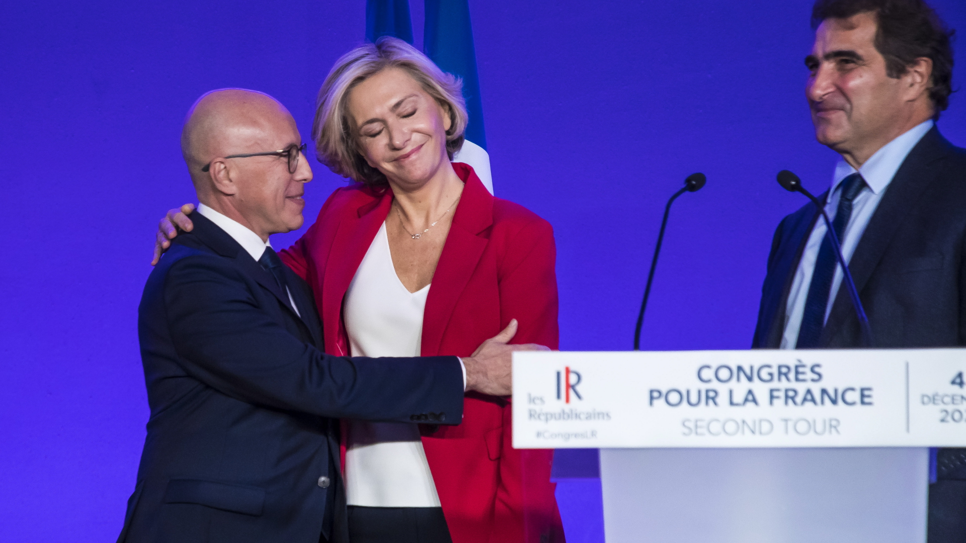 Eric Ciotti und Valérie Pécresse nach ihrer Wahl zur Präsidentschaftskandidatin. | EPA