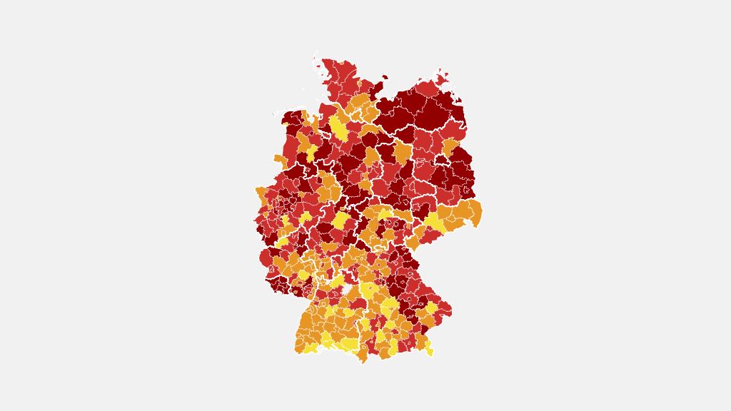 Karte mit Covid-19-Infektionen in den Landkreisen | ARD-aktuell