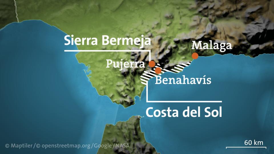 Karte: Spanien mit Costa del Sol