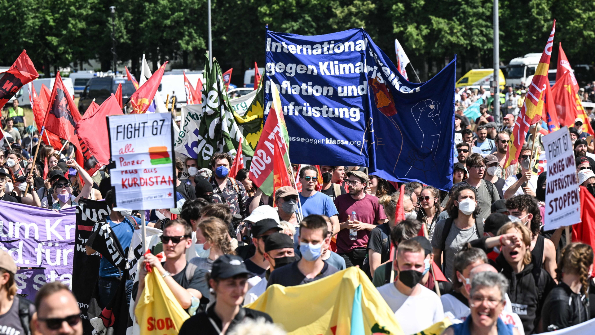 Teilnehmer der Demonstration zum G7-Gipfel in München. | AFP