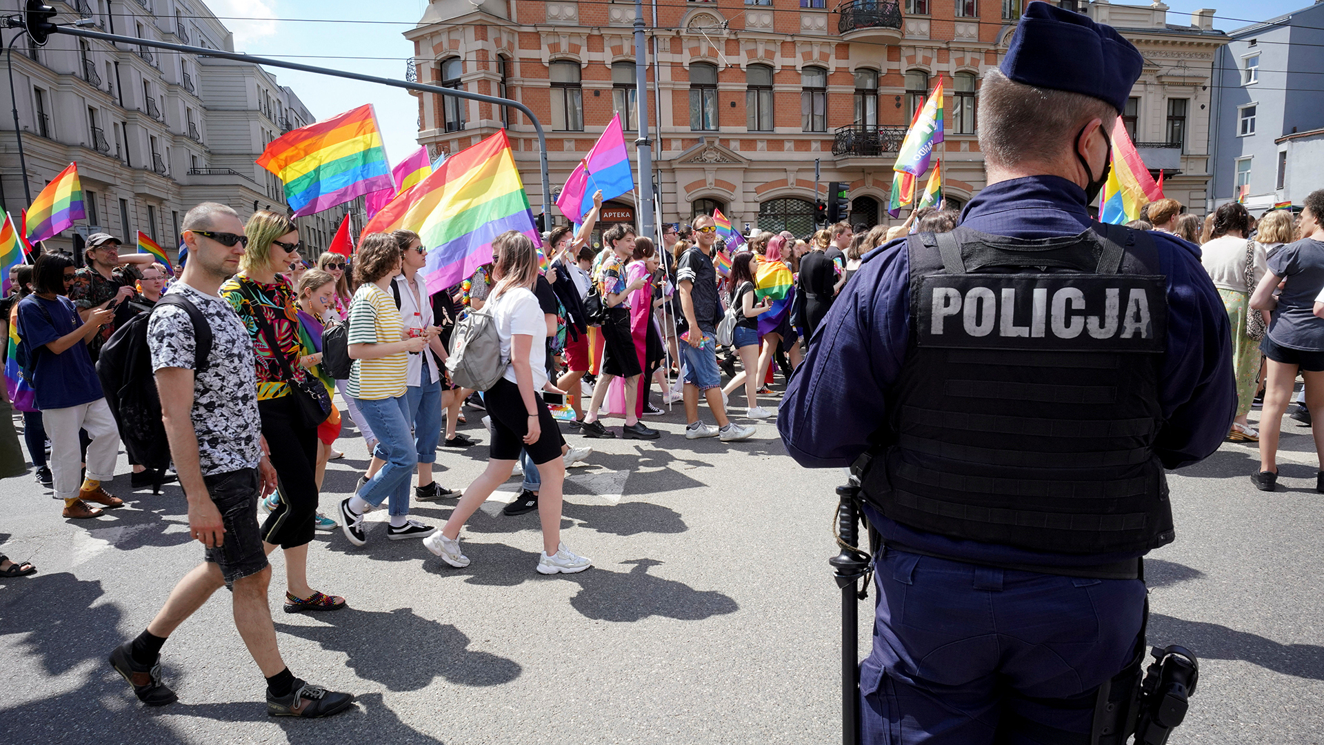Demonstranten nehmen in Lodz (Polen) am Marsch der Gleichberechtigung zur Unterstützung der LGBT-Gemeinschaft teil. 