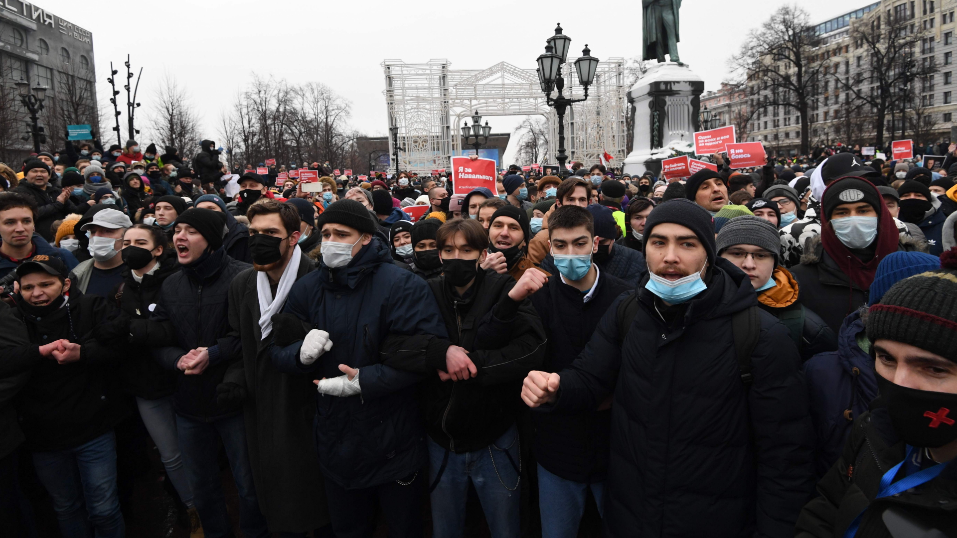 Teilnehmer des Nawalny-Protests in Moskau
