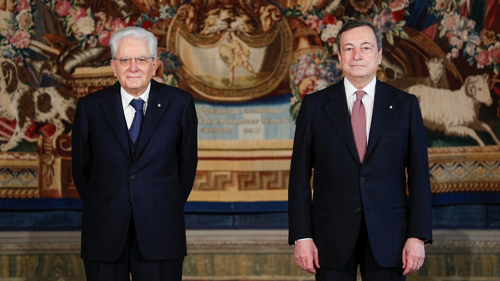 Sergio Mattarella und Mario Draghi nach der Vereidigung