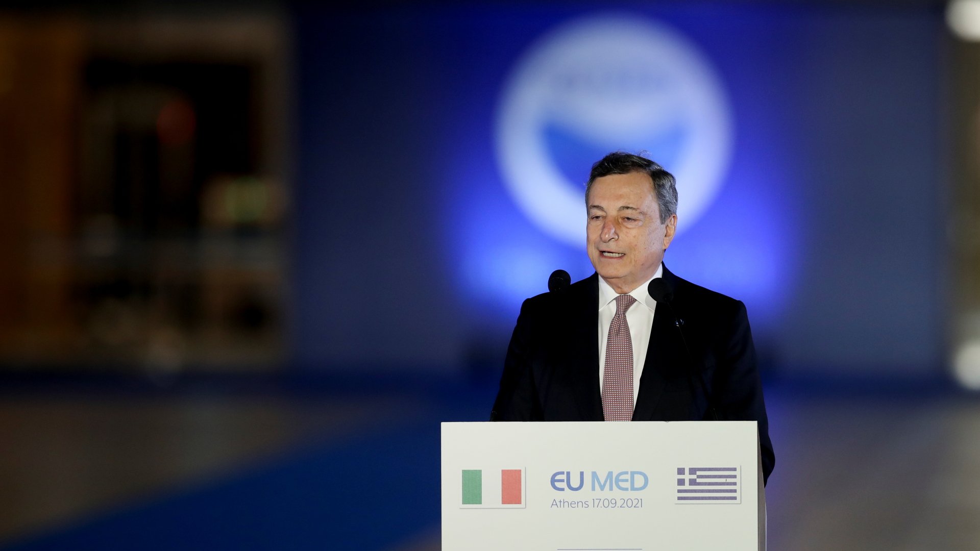 Italiens Ministerpräsident Mario Draghi während einer Rede | REUTERS