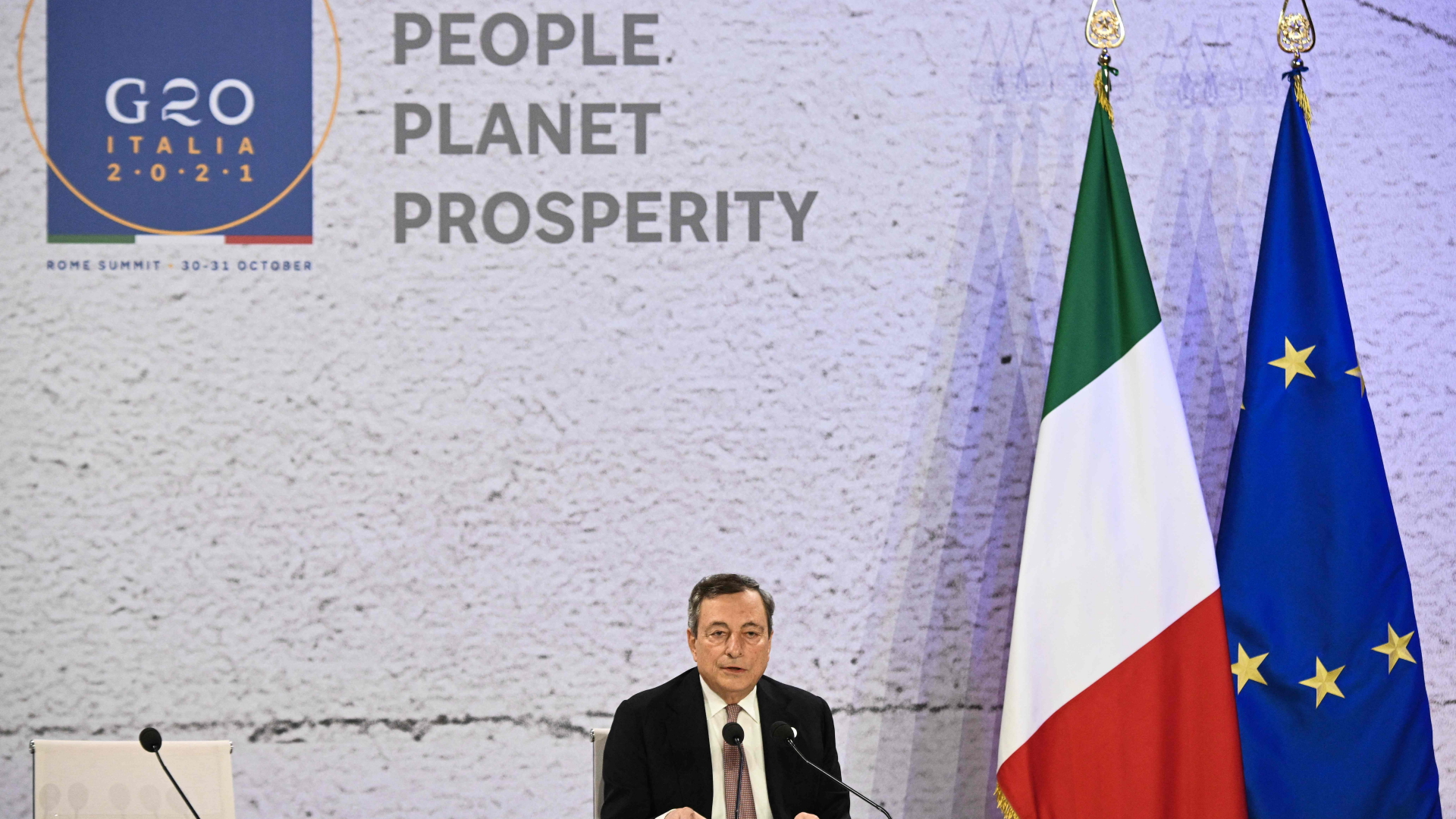 Italiens Ministerpräsident Mario Draghi beim G20-Gipfel | AFP